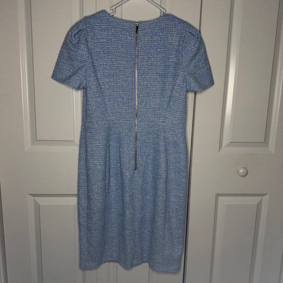 Calvin Klein Size 12 Cap Sleeve Tweed Sheath Dress Serene Blue Womens EUC Zip - Picture 6 of 10